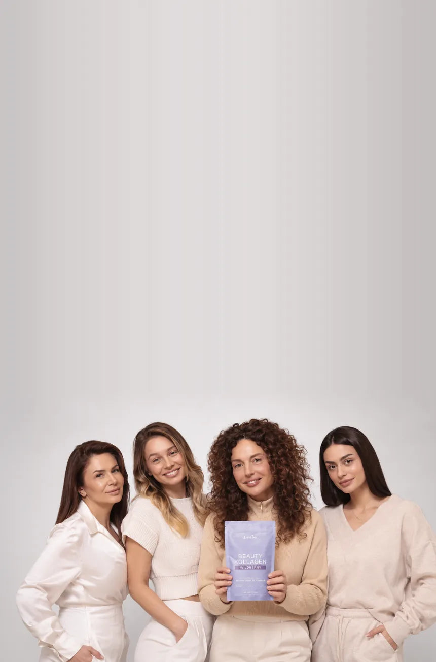 Vier Frauen mit wellbe Beauty Kollagen Wildberry